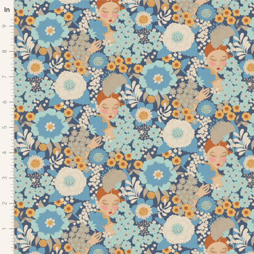 Tilda Patchwork Stoff Baumwolle - Wallflower - Blue